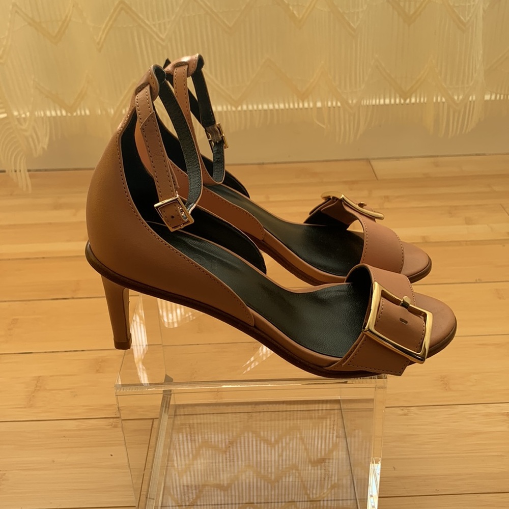 ๐ค๐ค Tibi Ilana Leather Stiletto Sandals - Sz 35.5 - Neutral Heel ๐ค๐ค - Picture 8 of 15